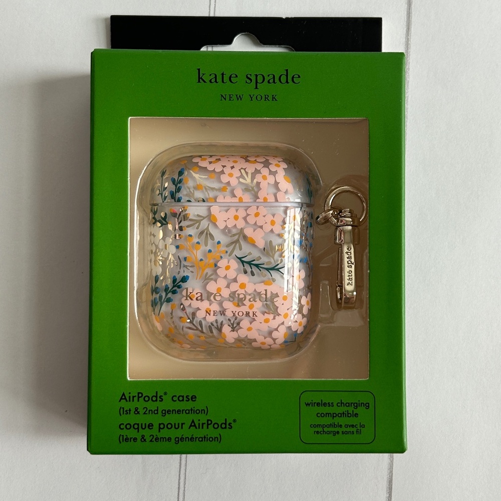 Kate Spade airpods case 1st & 2nd generation clear pink floral girly NEW
